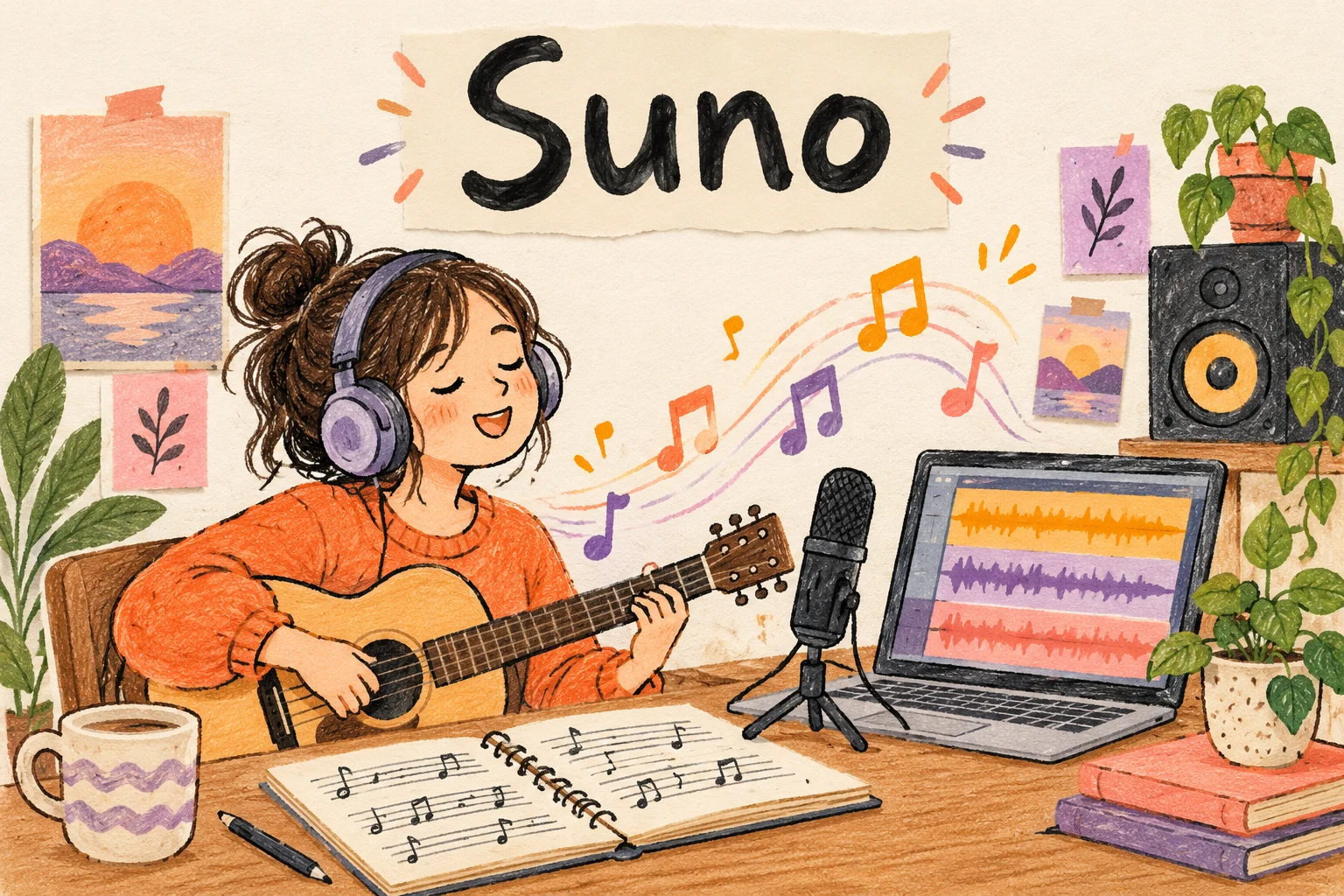 Suno: แต่งเพลงจากสมุดเนื้อเพลง กีตาร์ และคอมพิวเตอร์